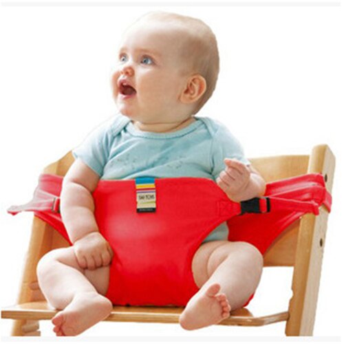 Baby bærbar sæde børnestol rejse foldbar vaskbar spædbarn spisning høj spisebetræk sæde sikkerhedssele fodring høj stol baby: Rød