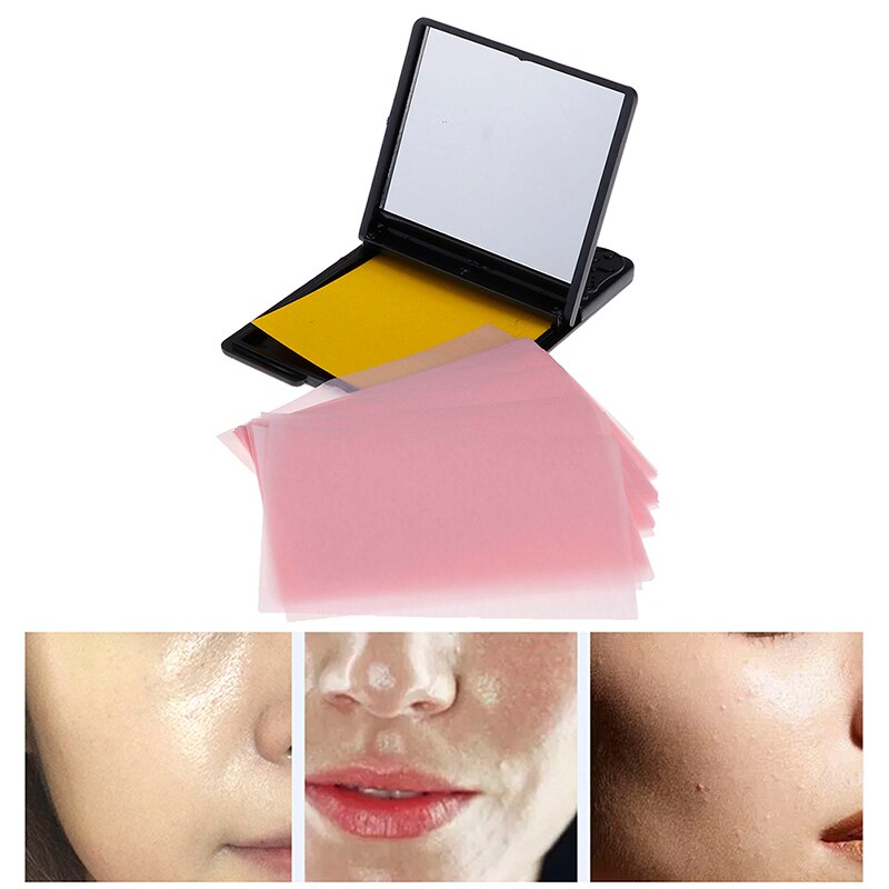 50 stks/pak Draagbare Facial Absorberend Papier Olie Controle Doekjes Absorberende Vel Matcha Vette Gezicht Blotting Matten Tissue Met Mirro