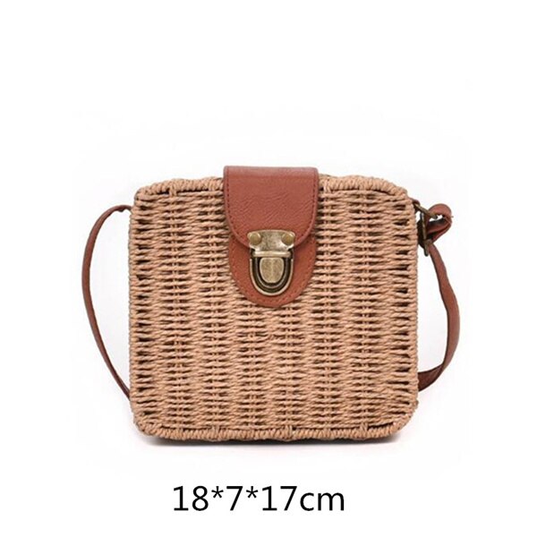 Gusure Vintage Handmade Crossbody Women Bag Round Beach Circle Rattan Bag Small Shoulder Bags Bohemian Handbags Travel Styles: style-21