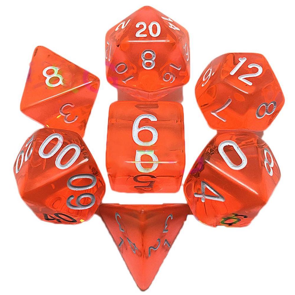7pcs/Set Digital Game Dice Polyhedral D4-D20 Acrylic Dice Party Game 6 color Funny toy: orange