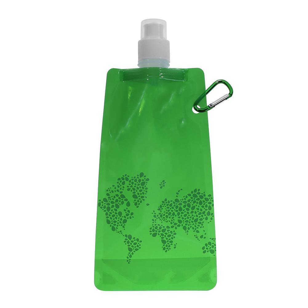 Foldbar vandpose ultralet silikone vandflaske taske bærbar udendørs sportsforsyning vandreture camping bløde kolbe vandposer: Grøn