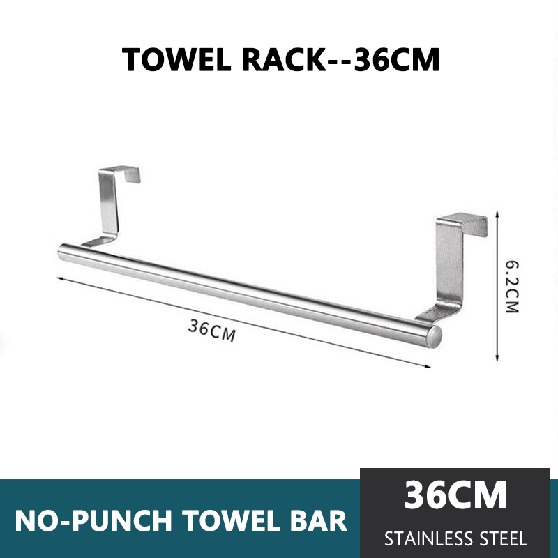 Towel Rack Over Door Towel Bar Hanging Holder Stainless Steel Kitchen Cabinet Bathroom Towel Rag Rack Home Organizer Hanger: Yellow