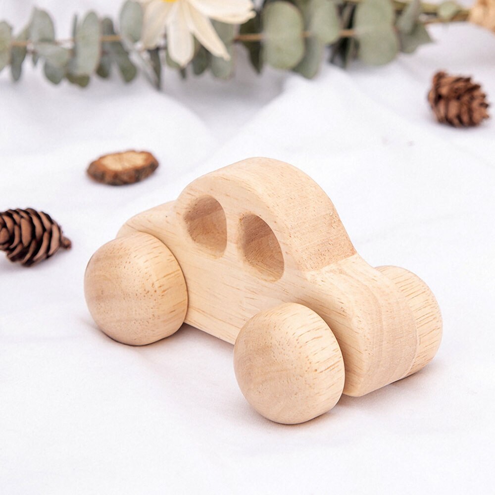 1Pc Peuter Baby Houten Kar Bijtring Inertie Trolley Auto Baby Grijpen Spier Meting Training Handgemaakte Houten Baby Speelgoed: D