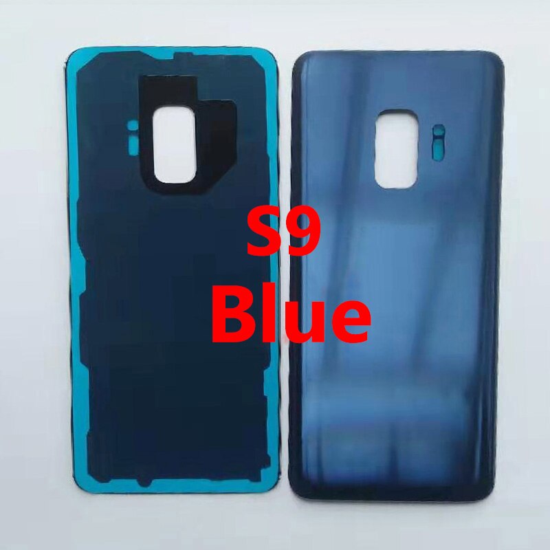 For SAMSUNG GALAXY S9 G960 G960F Battery Cover Back Glass Cover S9+ S9P S9 PLus G965 G965F Battery Cover Rear Door Housing Panel: S9 Blue