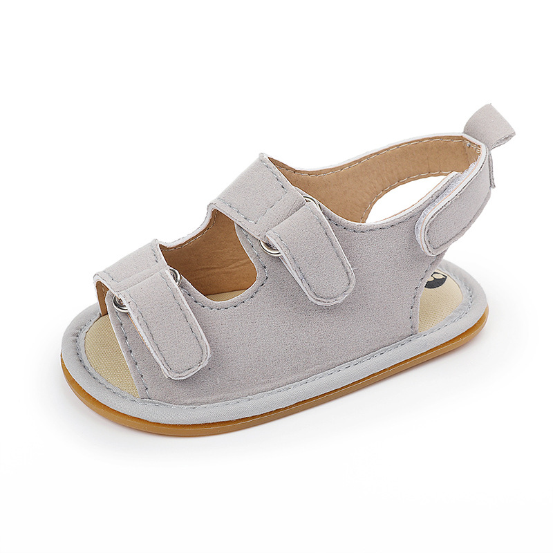 Nowe śliczne buty niemowlę dziewczynki oddychająca miękka sandały antypoślizgowe gumowe sandały na płaskim obcasie pierwsze buty robić chodzenia maluch sandały: szary / 7-12 miesięcy