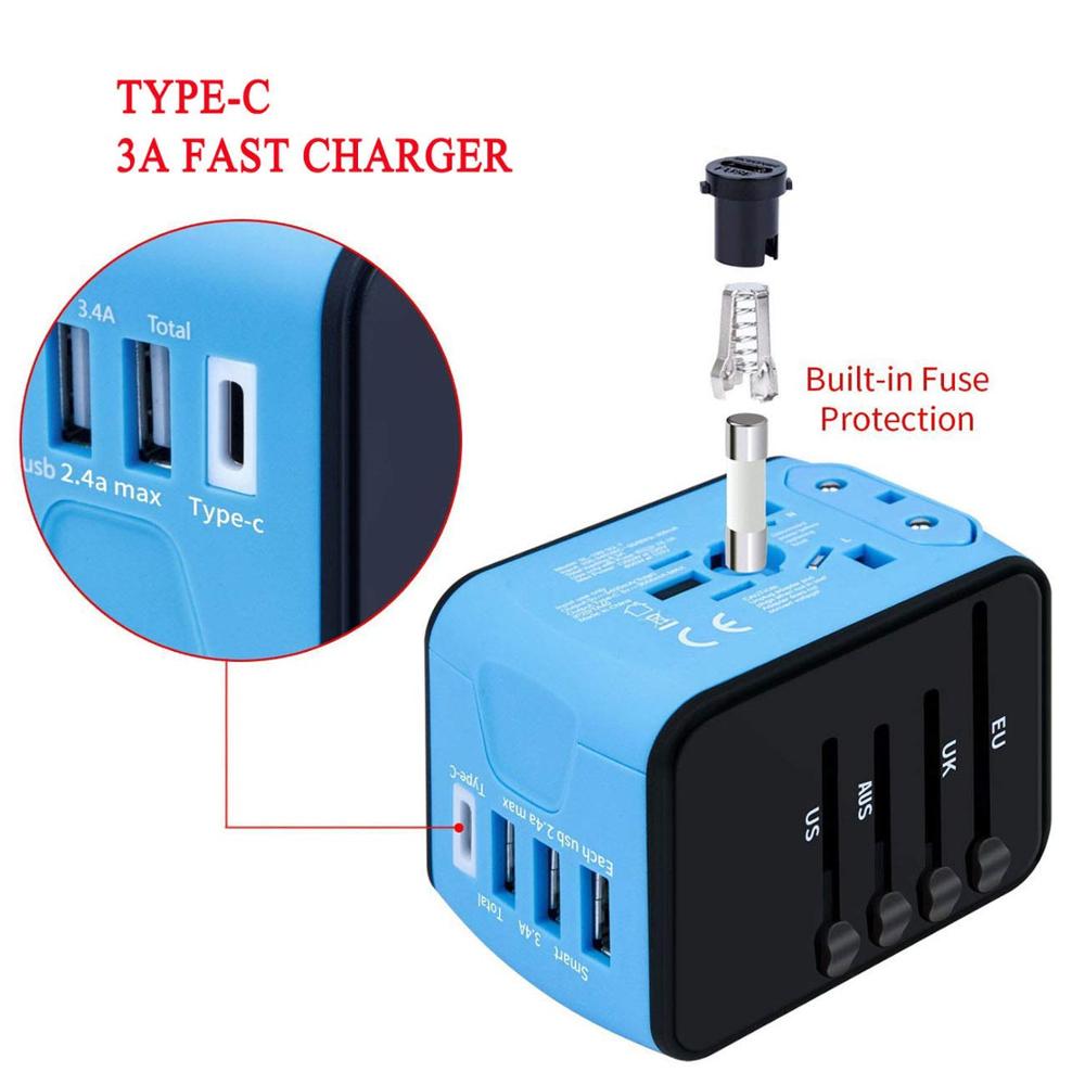 Multi-nation Travel Adapter With USB Charger/USB Type C Adapter With Usb Universal Travel Adapter