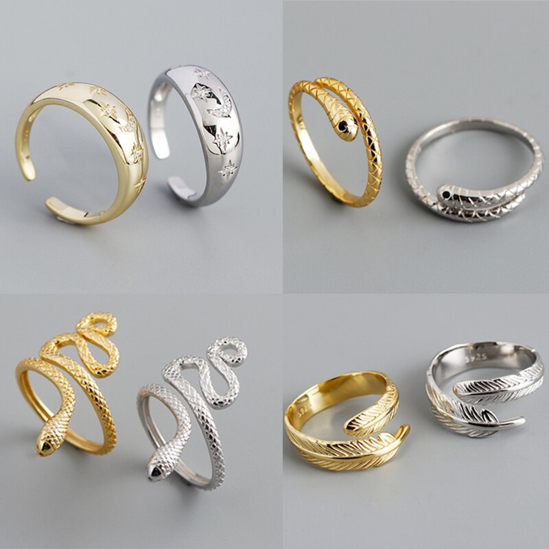Bague en argent Sterling 925 véritable pour femmes, bijoux fins et minimalistes avec cœur creux, réglable, de fête