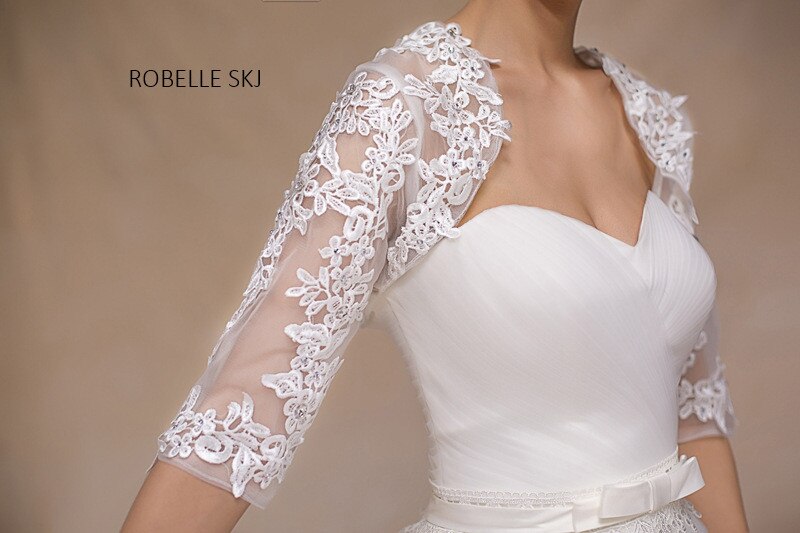ivoire rouge mariée dentelle veste boléro femmes hausser châles accessoires de mariage une taille demi manches