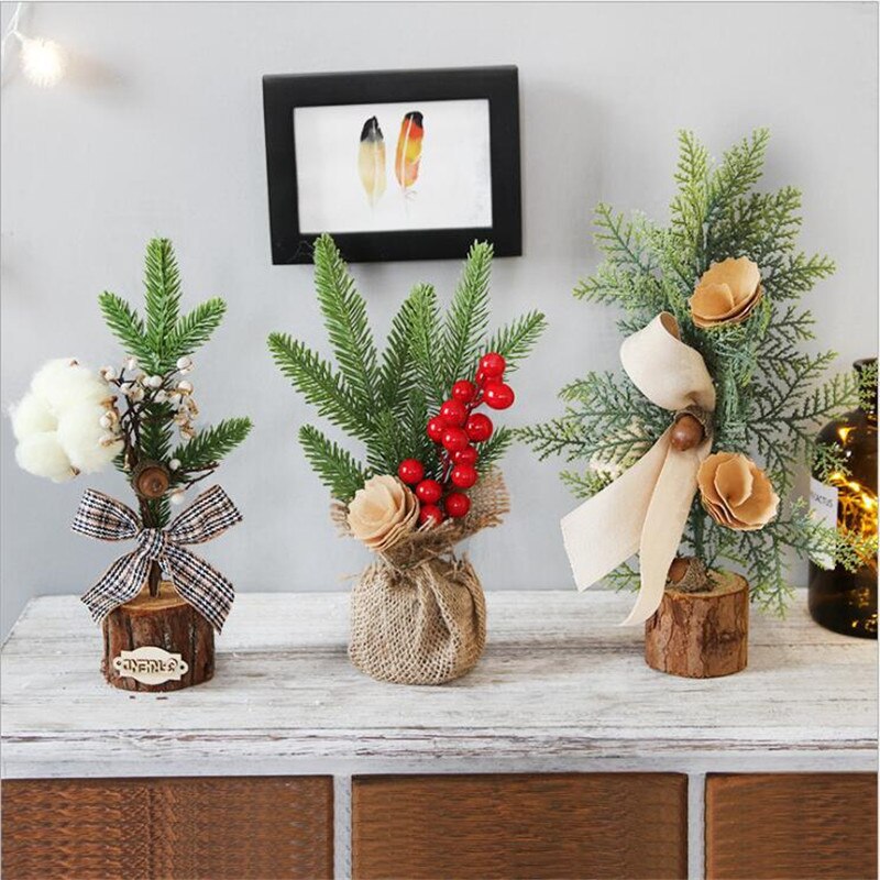 1 unidad, Mini Escritorio, pino Artificial de Navidad, árbol con hojas, decoración para el hogar, ornamento de plantas en macetas