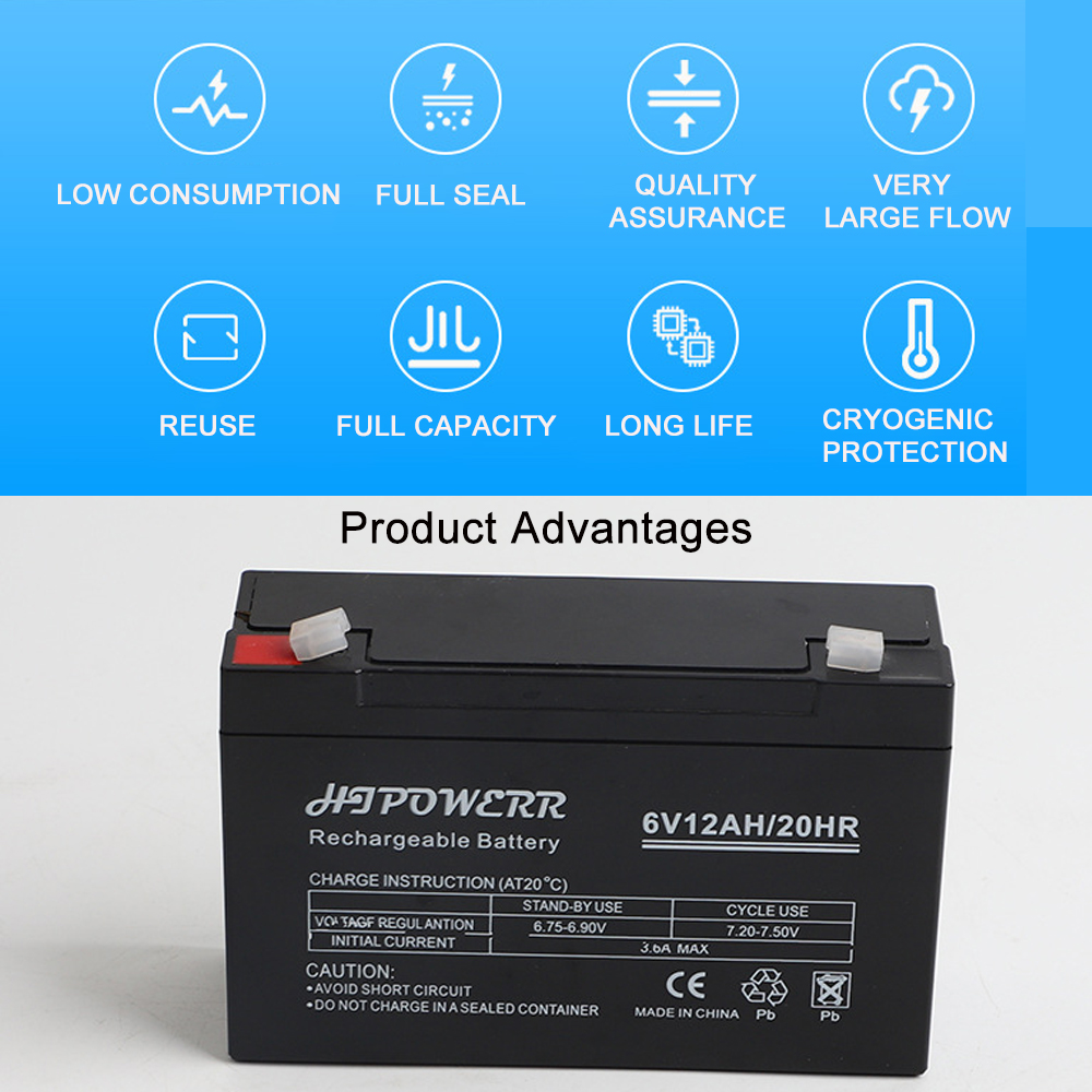 Batería recargable de plomo-ácido de 6V, 5Ah, 12Ah, 5000mAh, baterías de respaldo para coches eléctricos para niños, Scooters, báscula electrónica