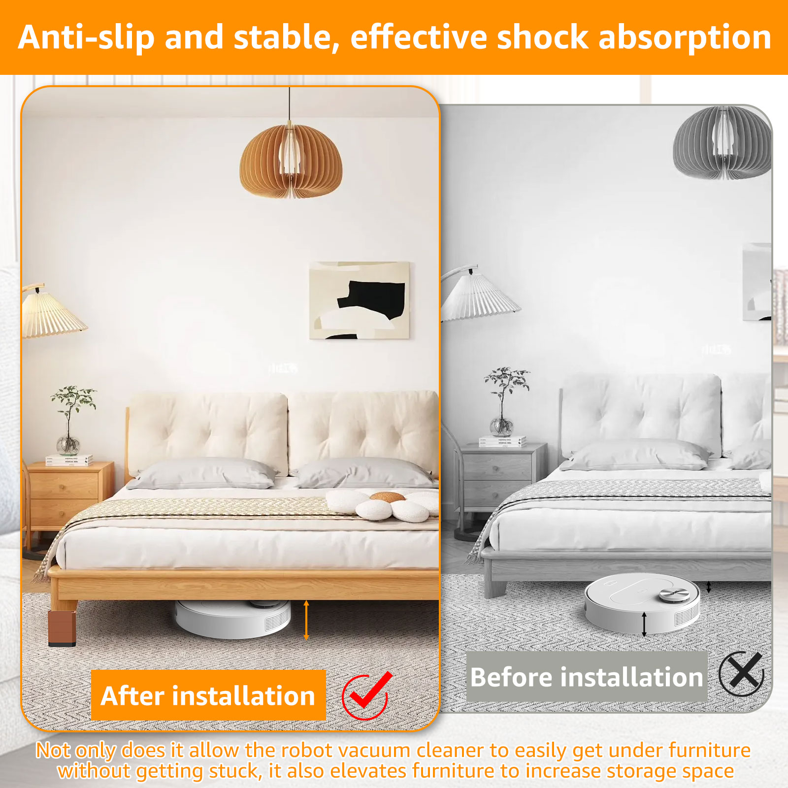 4 Inch Bed Risers 3-Layer Heavy-Duty Table Leg Extenders Detachable Adjustable Furniture Risers Square Heightening Foot Pad Feet