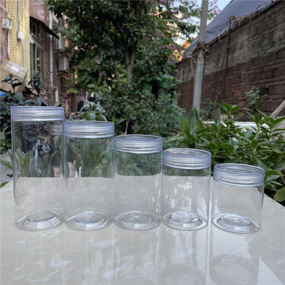 Botellas Vacías pequeñas de plástico transparente para alimentos, envases de condimentos, tarro transparente, almacenamiento para el hogar, 100ML, 150ML, 50 unidades