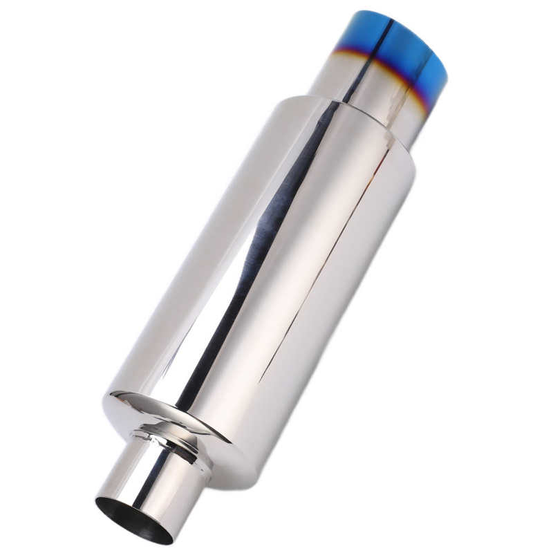 exhaust pipe connector exhaust Exhaust Muffler Blue 2in‑Inlet 3in‑Outlet Stainless Steel Silencer Cotton Universal