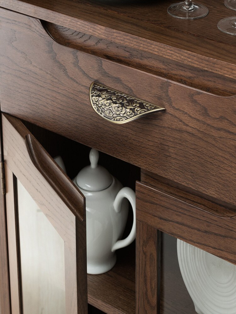 Antique Chinese Drawer Pulls Curve Cabinet Door Handles Kitchen Cupboard Pulls and Knobs Drawer Decoration Furniture Hardware