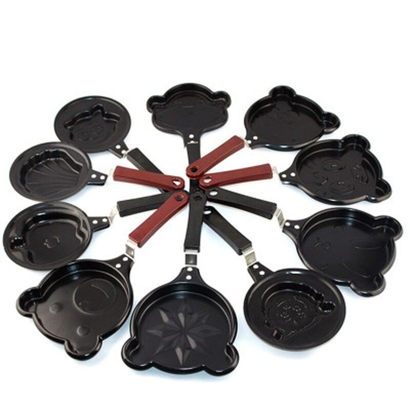 Mini sartén de tortilla con dibujos animados divertidos, sartén antiadherente para desayuno, huevos, tortitas, utensilios de cocina, Wok: random