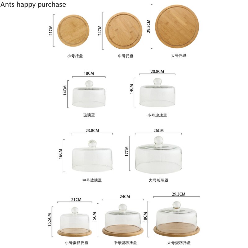 Plateau à gâteaux en bois avec couvercle en verre, plateau à Dessert, à pain, à collation, pour la conservation de la fraîcheur, couvercle Anti-cendres, plateau de stockage des aliments ménagers,