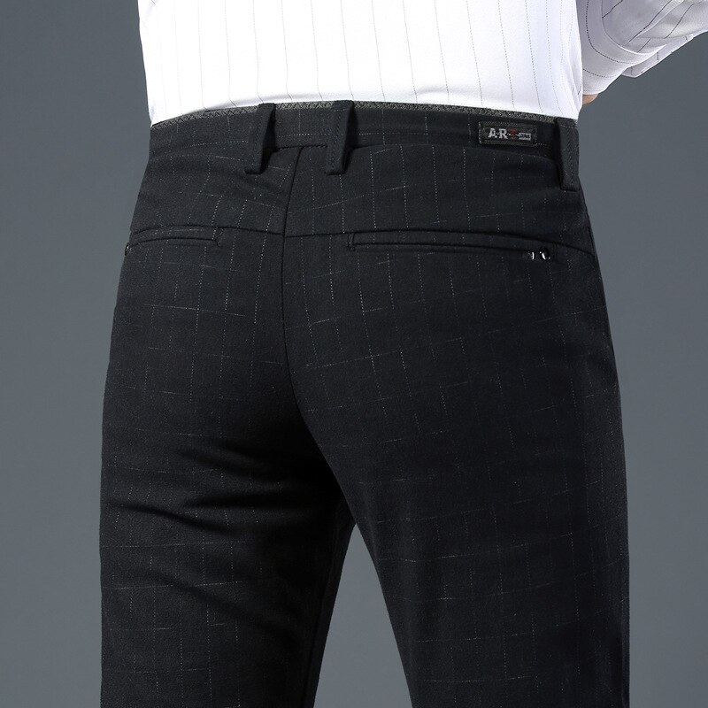 Icpans Fomal Pak Broek Mannen Zomer Kantoor Jurk Broek Heren Kleding Straight Plaid Pak Broek Bruiloft: 9139 black / 38