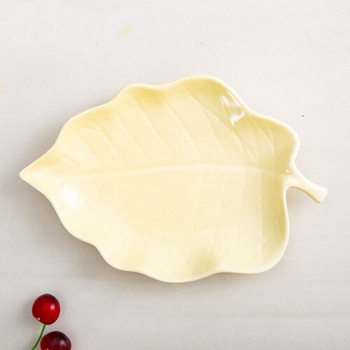 JINSERTA Ceramic Storage Tray Dinner Plate Dish Tableware Dessert Fruit Cake Salad Sushi Snack Nuts Plate for Desktop Decor: Yellow