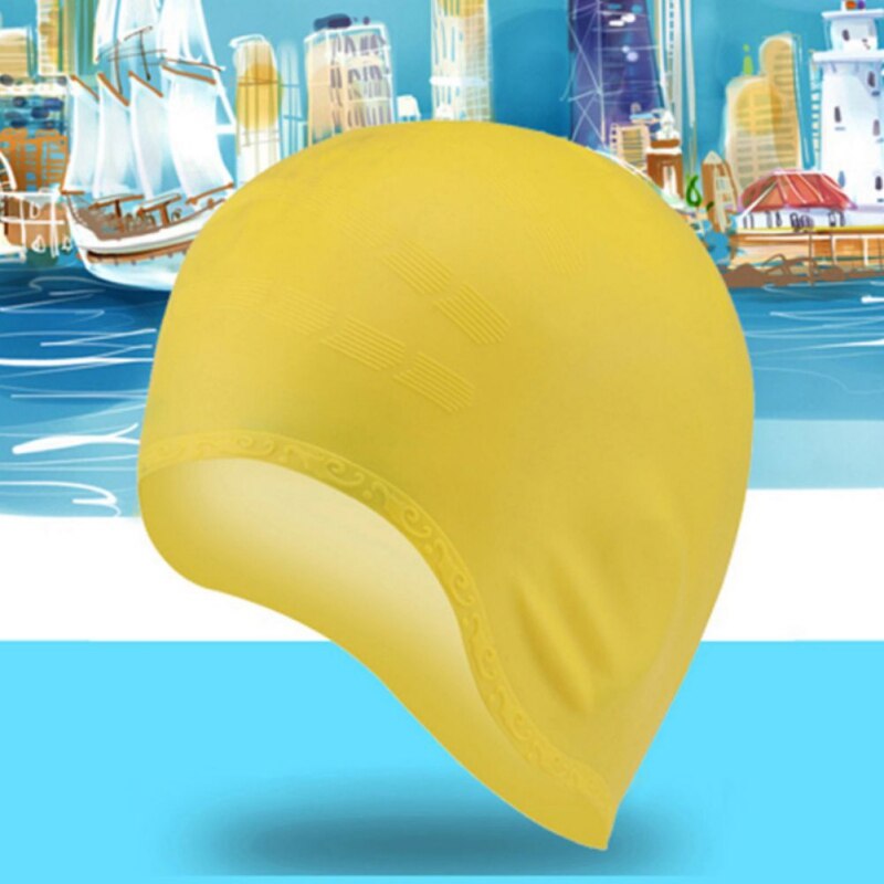 Mujeres Hombres niños natación piscina agua deporte impermeable silicona buceo natación gorro largo protección oreja taza gorros de baño, sombrero