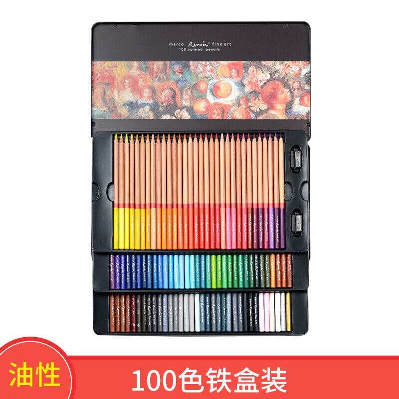 Marco Renoir Fine12/24/36/48/72/100/120 Colors Drawing Oil Base Pencil Tin Set