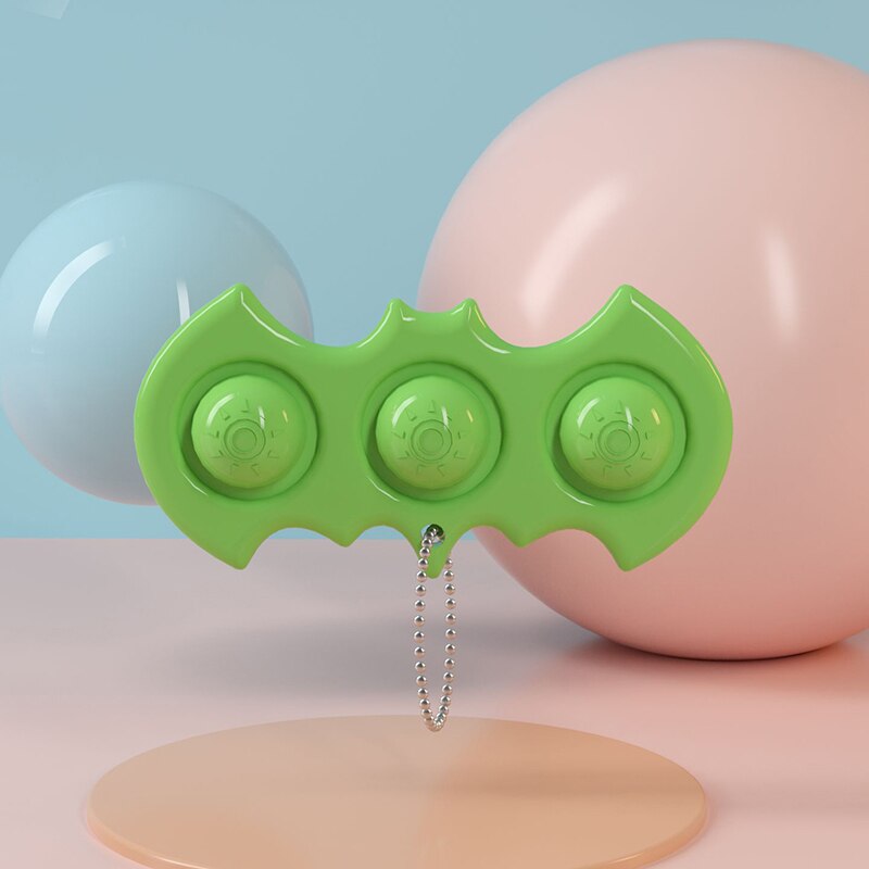 Adult Child Mini Push Bubble Sensory Toy Key Chain Autism Needs Squishy Stress Reliever Toys Funny Anti-stress Fidget Its: Green-DD028M
