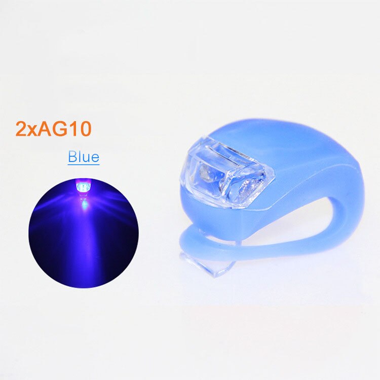 Fahrrad Licht Wasserdichte Silikon LED Kopf Vorder Hinten Licht Fahrrad Rad Lichter Scheinwerfer Lampe mit Batterie Fahrrad Zubehör: A - Blau
