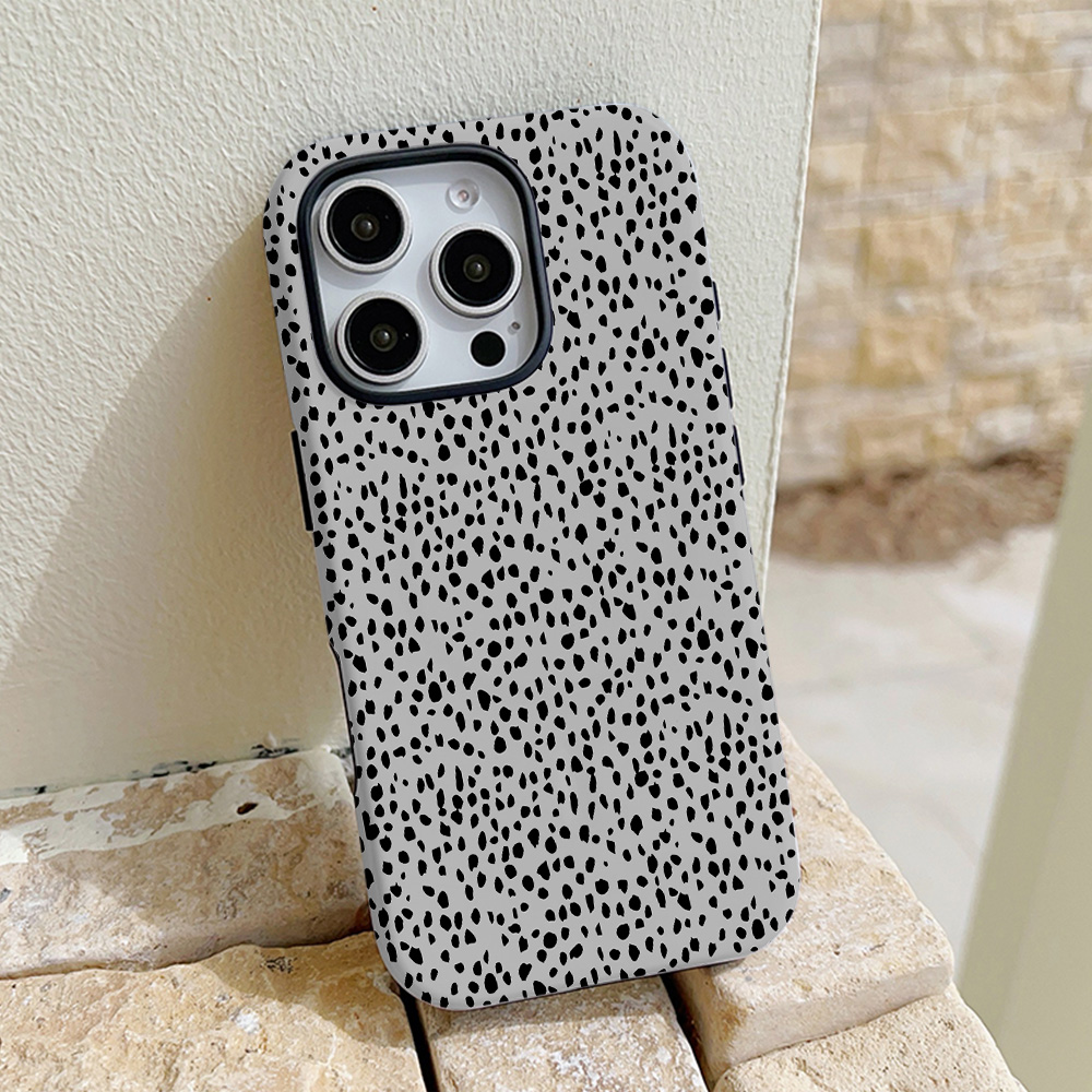 Zwarte luipaardprint telefoonhoesje voor iPhone 16 15 14 13 12 11 Pro Max Plus luxe magnetische dubbellaagse achterkant
