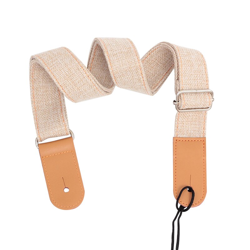 75-130cm Vintage Guitar Straps Linen Cotton ukulele strap Adjustable Leather Ends strap guitar Acoustic Electric Guitar Stripes: Beige