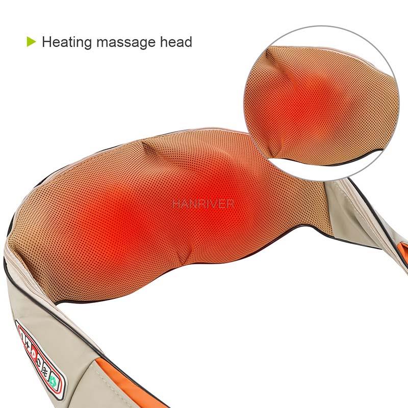 Elektryczny masażer Shiatsu, do masażu pleców, ramion, ciała, szyi, wielofunkcyjny, szal, na podczerwień, podgrzewany, masowanie, ugniatanie, do domu lub samochodu