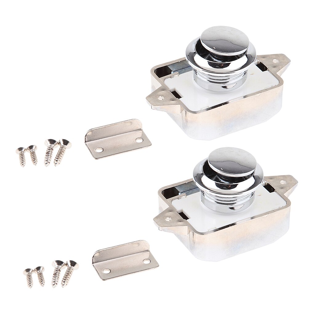 2pcs Cupboard Draw Push Button Door Lock Press Close Latch Catch Campervan