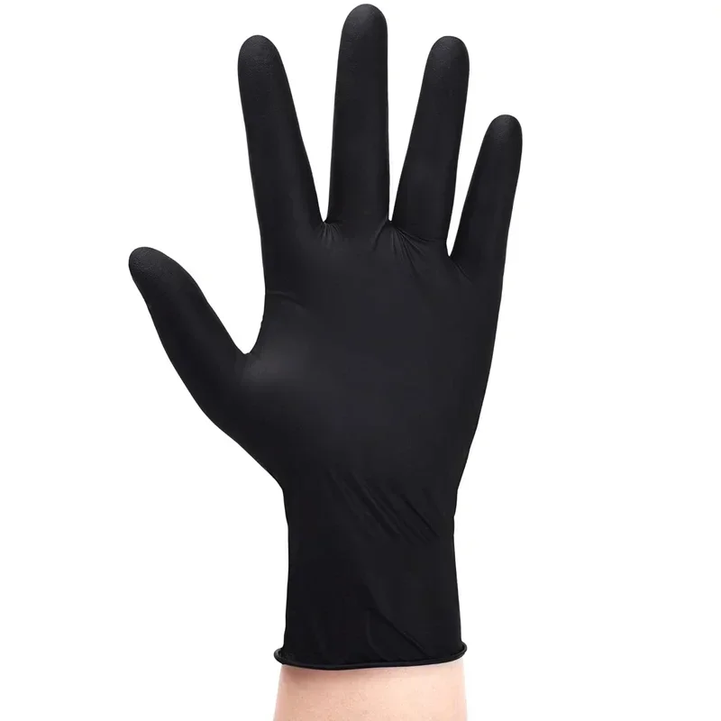 Nitril-Einweghandschuhe, schwarz, 10 Stück, latexpuderfreie Handschuhe, Industriequalität, Kochen, Arbeiten, Reinigen, Haarfärbehandschuhe