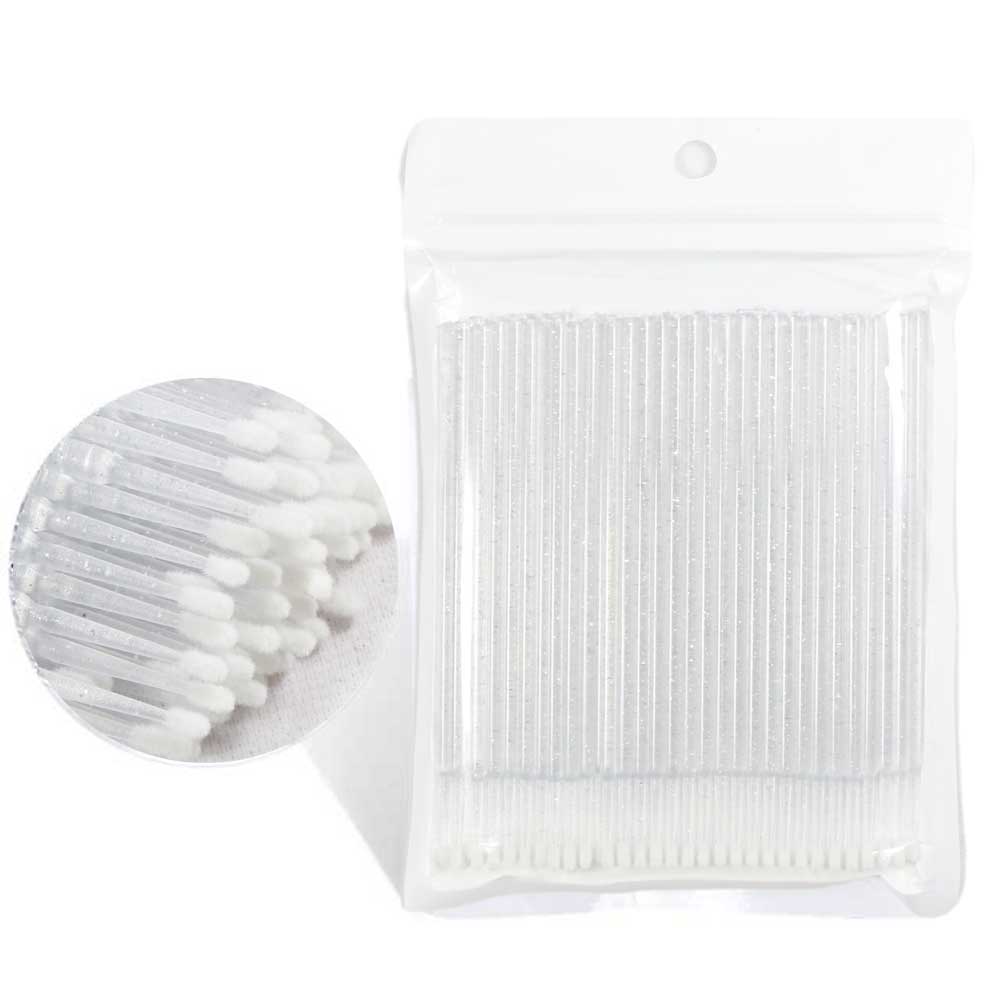 Disposable MicroBrush Eyelashes Extension Individual Lash Removing Swab Micro Brush For Eyelash Extension Tools: White 100pcs