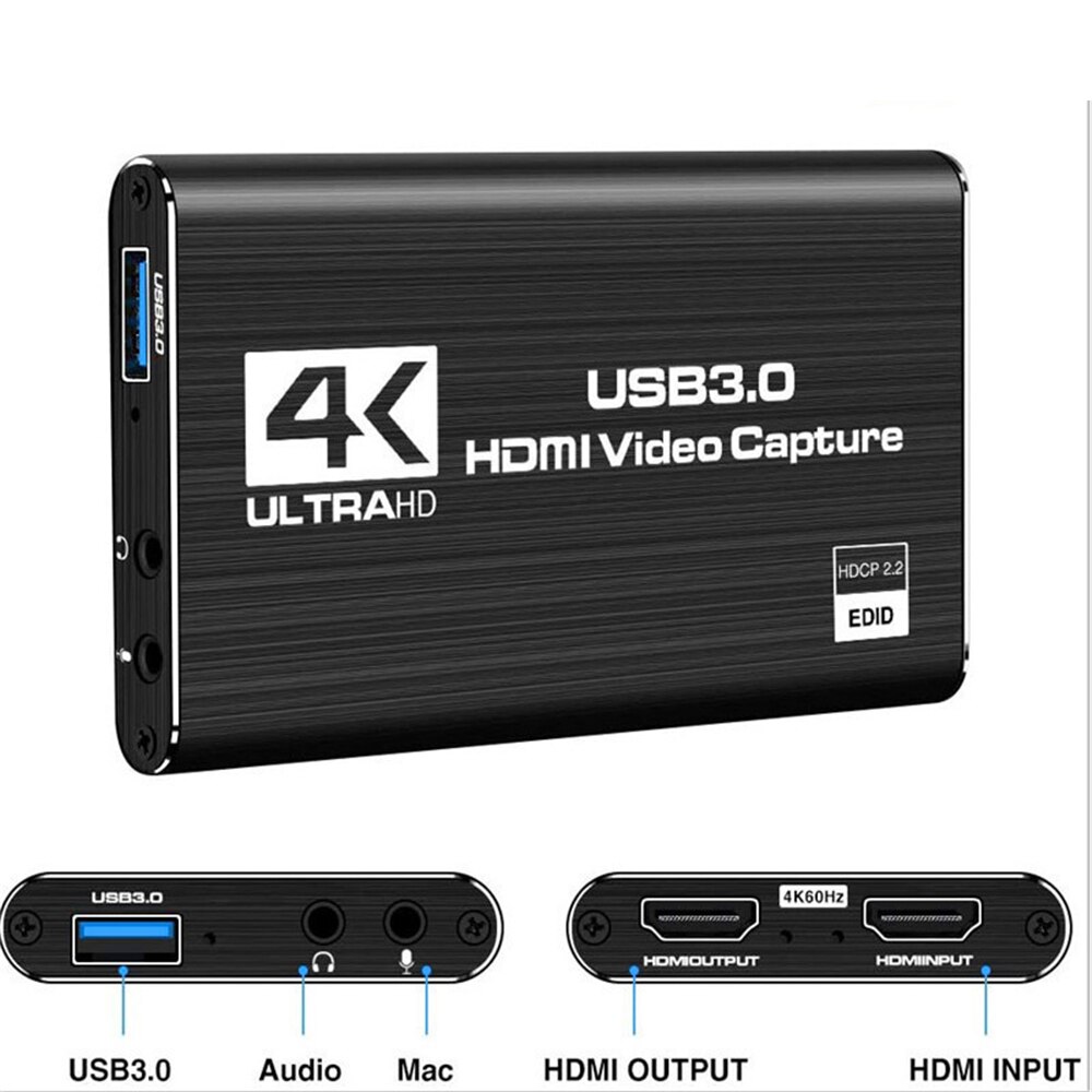 4K USB 3.0 Video Capture Card HDMI-compatible 1080P 60fps HD Video Recorder Grabber For OBS Capturing Game Card Live
