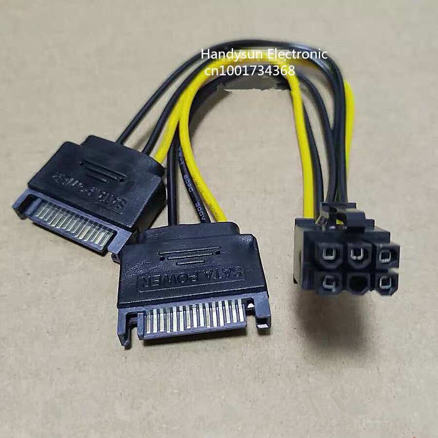 SATA Dual 15Pin M to Graphics card PCI-e PCIE 6 Pin F Video Card Power Supply Cable 6pin to Sata 15Pin Y Splitter Adapter 18AWG