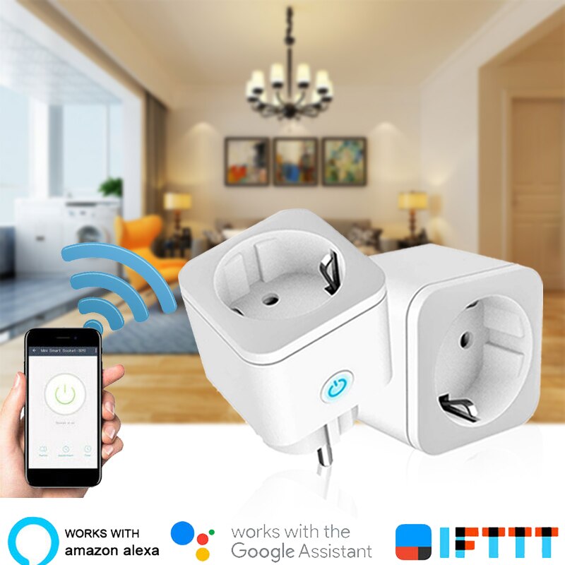WiFi EU Smart Plug 16A 220V Adapter Wireless Remote Voice Control Power Monitor Timer Socket Home Fire Retardant PC Smart Plug