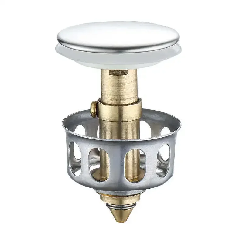 Universal Metal Bathtub Strainer Plug with Pop-up Drainer Waste Stopper Basin Drains Hair Catcher - Bathroom Accessory: Default Title