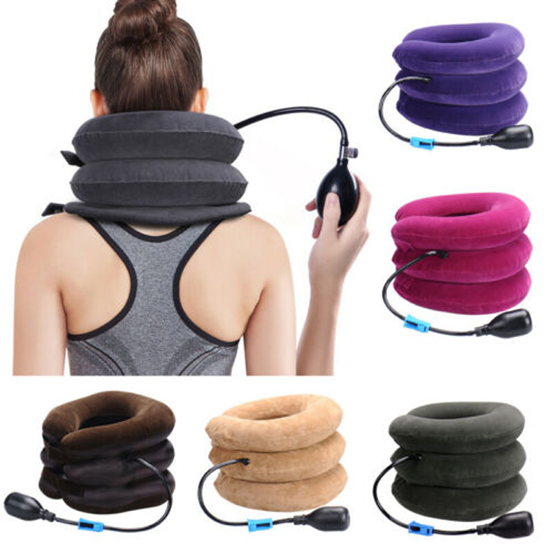 Inflatable Cervical Collar Neck Relief Traction Brace Support Stretcher Device