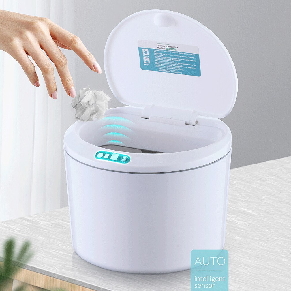 3/5L Smart Trash Cans Intelligent Desktop Waste Bin Automatic Touchless Trash Bin Infrared Motion Sensor Garbage Bucket Dustbin