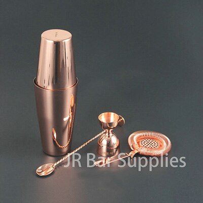 4 Stks Rvs Koper Plated Cocktail Shaker Mixer Drinken Barman browserKit Bars Set Gereedschap: Default Title