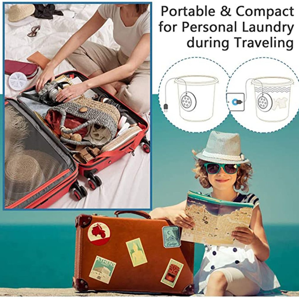 Foldable Washing Machine Portable Bucket Washer Mini Turbo Washing Machine Sonic Mini Turbine Washer For Bra Lingerie Laundry