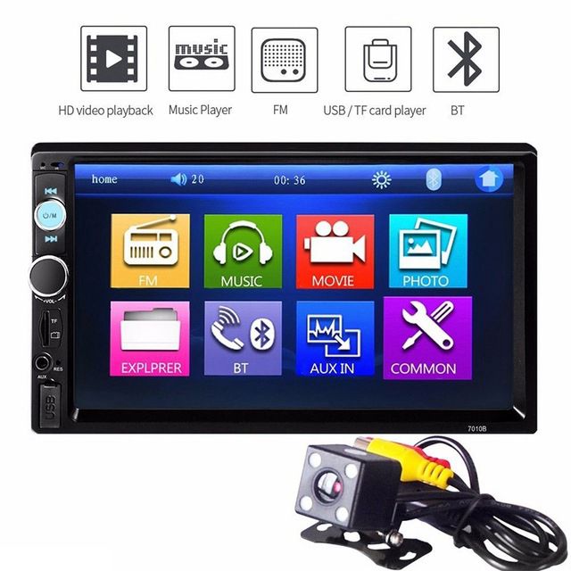 7010B 2 Din Car Video Player 7 Inch LCD Press Sn Bluetooth FM Radio MP5 Player with 720P Camera