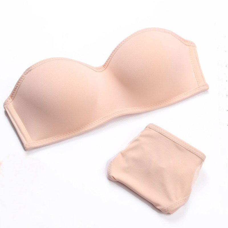 Women Bras Sets Smooth Push Up Strapless Bras Seamless Breathable Underwear Set