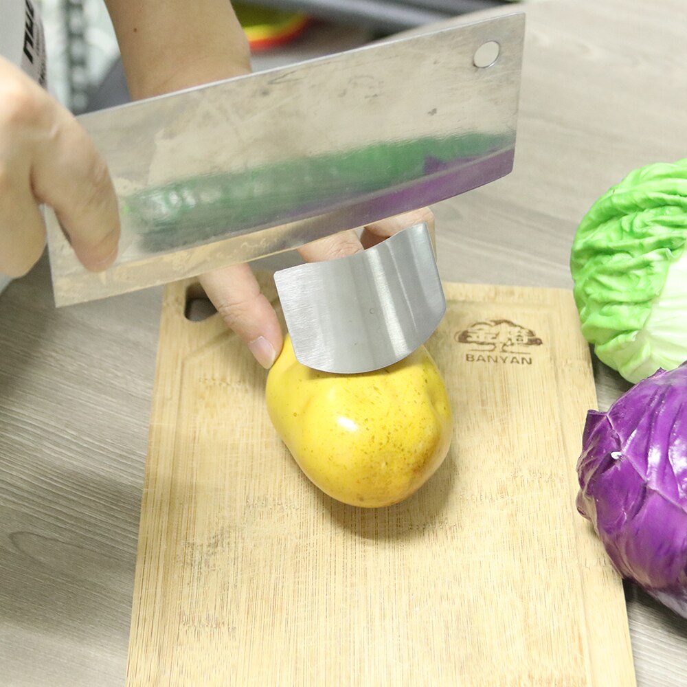 Nyt 1pc rustfrit stål skærehåndskærm køkkenudstyr fingerbeskyttere skære grøntsager fingerbeskyttere tilbehør