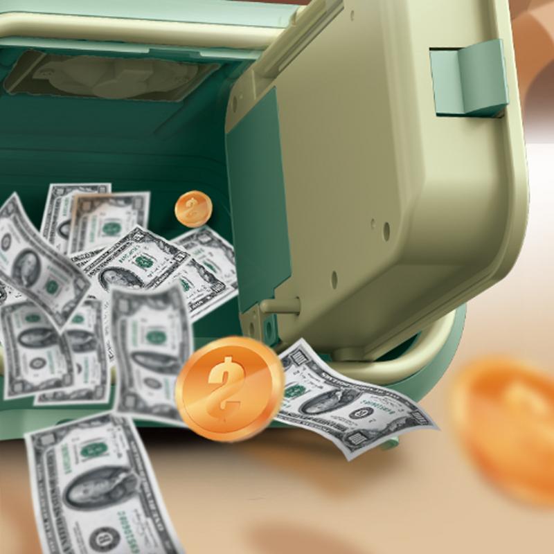 Geldsafe für Kinder, Bargeld, Münzsparbank mit Schlüssel, automatischer Banking-Geldbehälter, Safe mit Passwort und Fingerabdruck