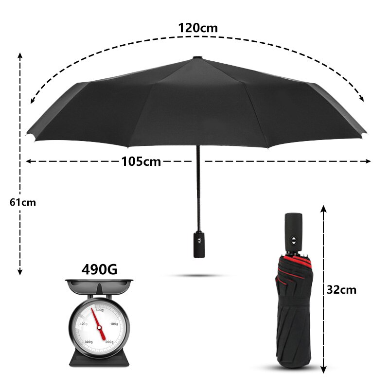 Automatic Double Layer Umbrella Women 3Fold Windproof 10K Men Umbrellas Large Luxury Car Business Umbrella