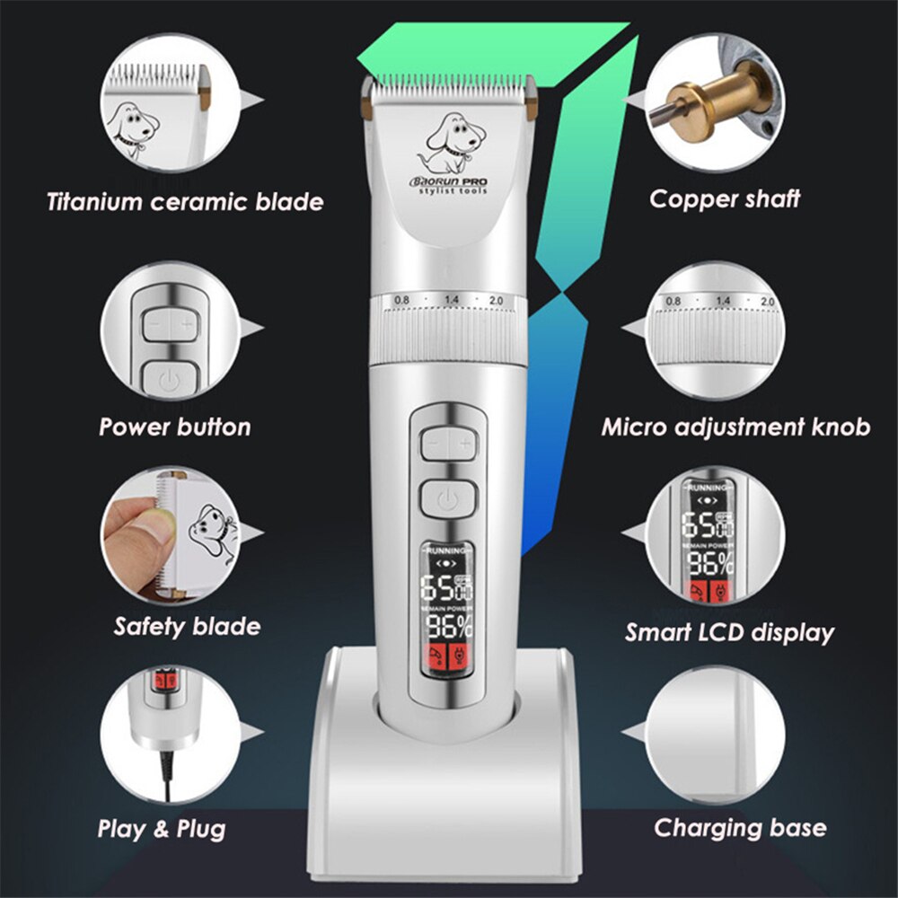 BaoRun P9 Clipper Dogs LCD Screen Pet Cat Clippers Electrical Grooming Trimmer Rechargeable Haircut Machine Animals