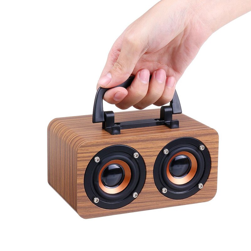 Wooden Wireless Bluetooth Portable Speakers Subwoofer Stereo Bass System Bluetooth Speaker TF USB MP3 Player Home Amplifier: Brown wood grain