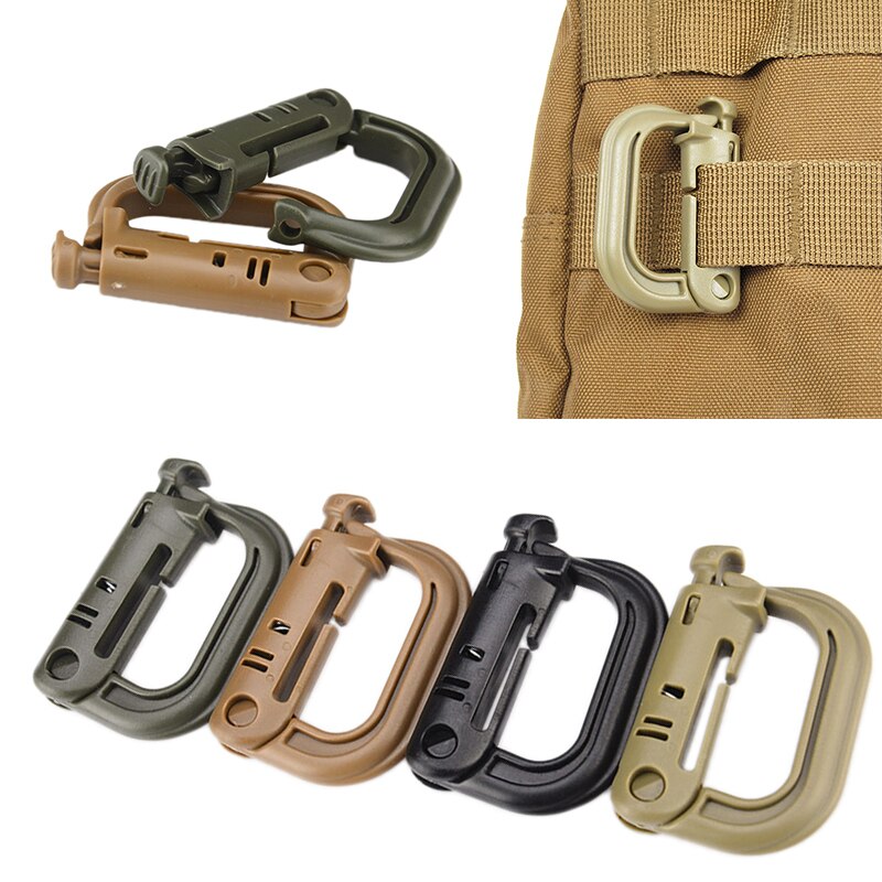 4pcs Climbing Carabiner D-shape Buckle Locking Ring Plastic Clip Snap Buckle Carabiner Keychain ITW Fastener Hiking Bag Buckle