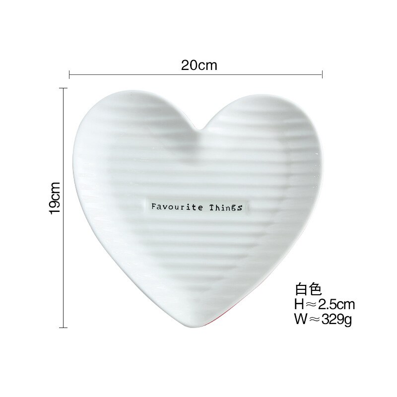Vaisselle en céramique Style nordique en forme de coeur assiettes mignon Snack plateau petit déjeuner gâteau fruits bol Snack bijoux plateau de rangement: White / L