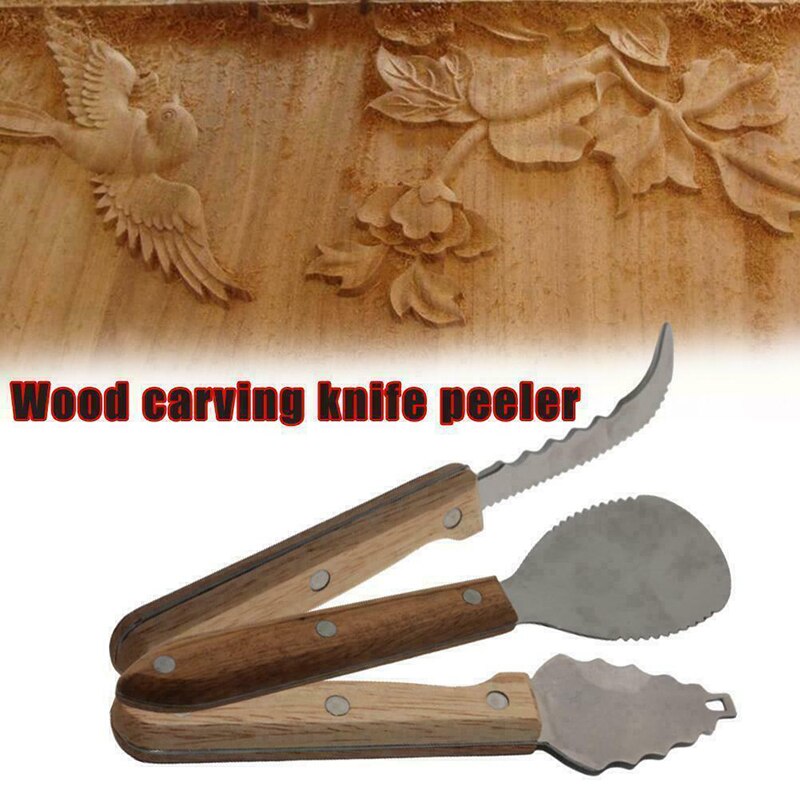 5Pcs Stainless Steel Wood Carving Tools Craft DIY Pumpkin Carving Kit Woodworking Cutter Hand Tool Set